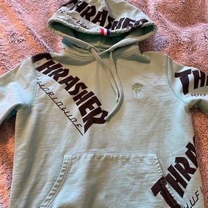 Huf x Thrasher turquoise hoodie